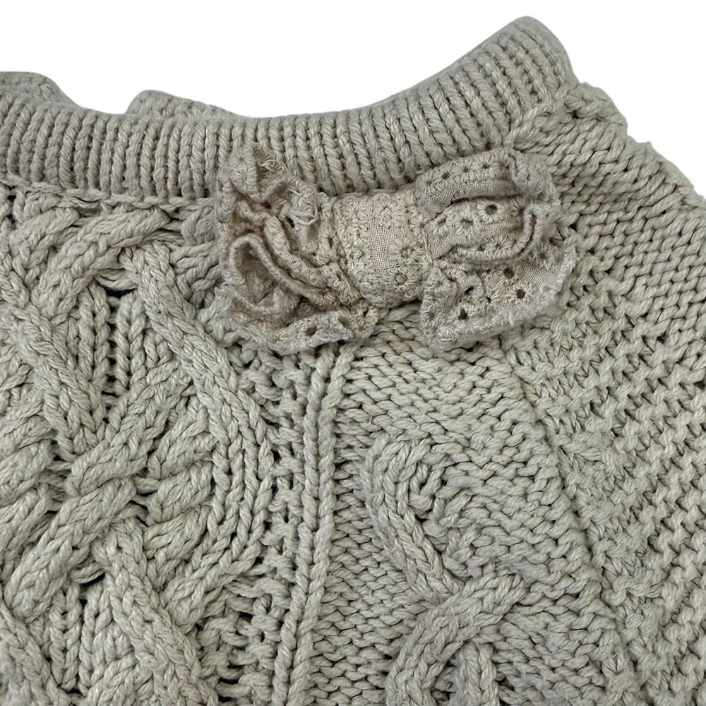 Cupcakes‎ & Cashmere Baby Cable Knit Dress 6-9M Bow Accent Beige - Picture 6 of 10
